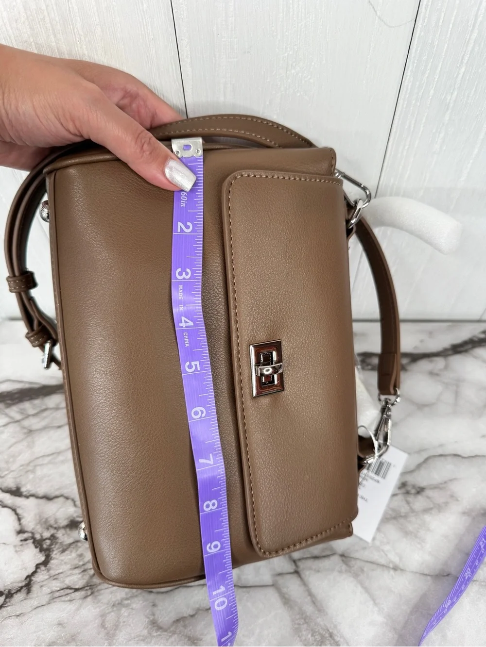 Walter Baker Tan Top-Handle Satchel with Turn-Lock | Cedar
